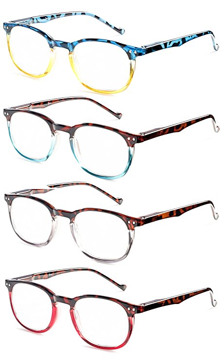 Colorful Round Reading Glasses for Reading for Women - Set of 4