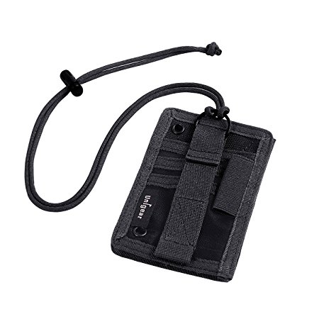 Unigear Tactical ID Card Holder Detachable Badge Holder 500D/1000D Cordura with Adjustable Neck Lanyard Key Ring