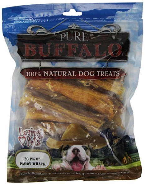 Loving Pets Pure Buffalo 6-Inch Backstrap Tendon Dog Treat, 20-Pack