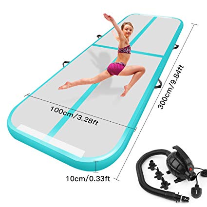 9.84ft/13.12ft/16.4ft Air Track,Tumbling Mat Inflatable Gymnastics Airtrack Floor Mats for Home use Cheer Training Tumbling Cheerleading Beach Park Water