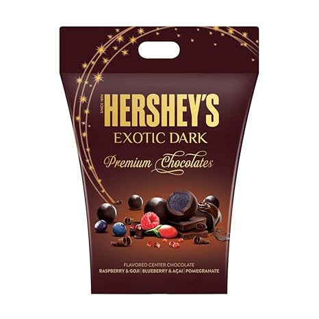 Hersheys Exotic Dark Chocolate | Gift Box| 90g | Dark CoCoa Rich Chocolate and Exotic fruit flavours like blueberry & acai, raspberry & goji and pomegranate Gift Your Love Once