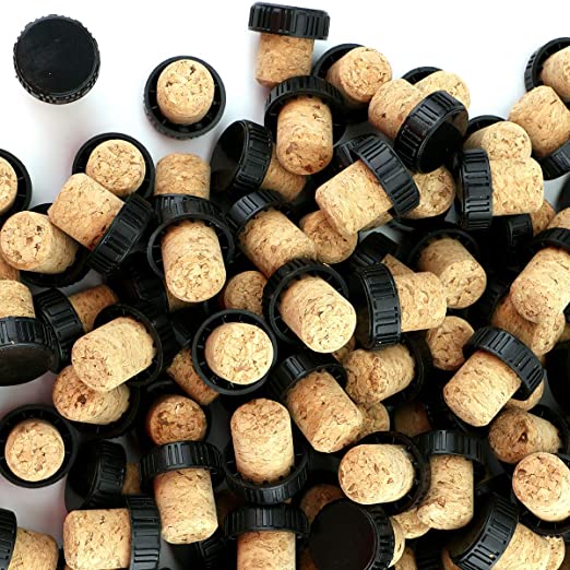 Foraineam 120 Pieces 20mm Agglomerated Tasting Cork, T-Shape Wine Corks with Black Plastic Top