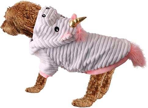 Lifeunion Soft Dogs Unicorn Costumes Small Dog Hoodies Two-Legged Funny Cosplay Jumpsuit Clothes Pajamas for Christmas Halloween Birthday Party (Large)
