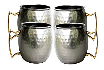 STREET CRAFT Set of 4 Stainless Steel Moscow Mule Mugs Capacity 16 Ounce Double Wall Insulated brass handle Coffee Mug Beer Mug Cup Moscow Mule Mugs