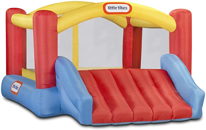 Little Tikes Jump 'n Slide Bouncer - Inflatable Jumper Bounce House Plus Heavy Duty Blower With GFCI, Stakes, Repair Patches, And Storage Bag 106.2 Inch x 137.7 Inch x 65.7 Inch Ages 3-8 Years