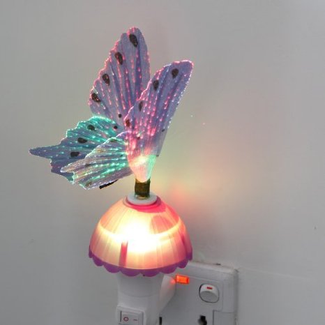 COFFLED® Put Fiber Optic purple Butterfly LED Color Change NightLight Decor Lamp Gift Toy purple