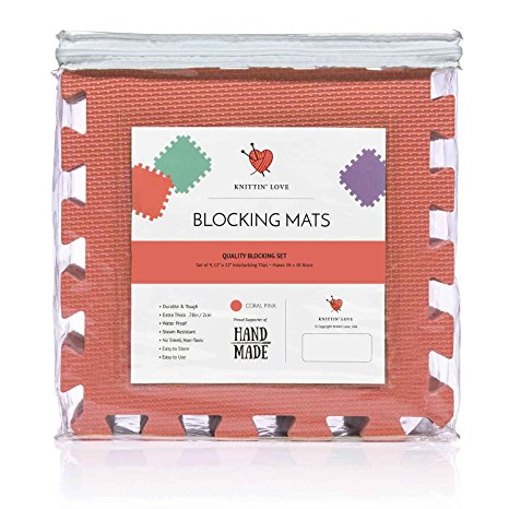 Blocking Mats for Knitting Set, Extra Thick .78 inch, Steam and Wet Block, Durable, Storage Bag Included, Easy to Use, Easy to Store (Coral)
