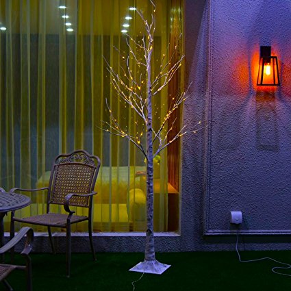 Excelvan 1.5M/5FT 72 LEDs Silver Birch Twig Tree Warm White Light White Branches for Home, Party, Wedding, Bar, Indoor Outdoor Decoration (HG-C003)