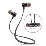Bluetooth Earbuds Wireless Noise Cancelling Headphones Bluetooth Stereo Headset Earphones with Microphone for Sports and Running with Magnet AttractionBluetooth V40 Black
