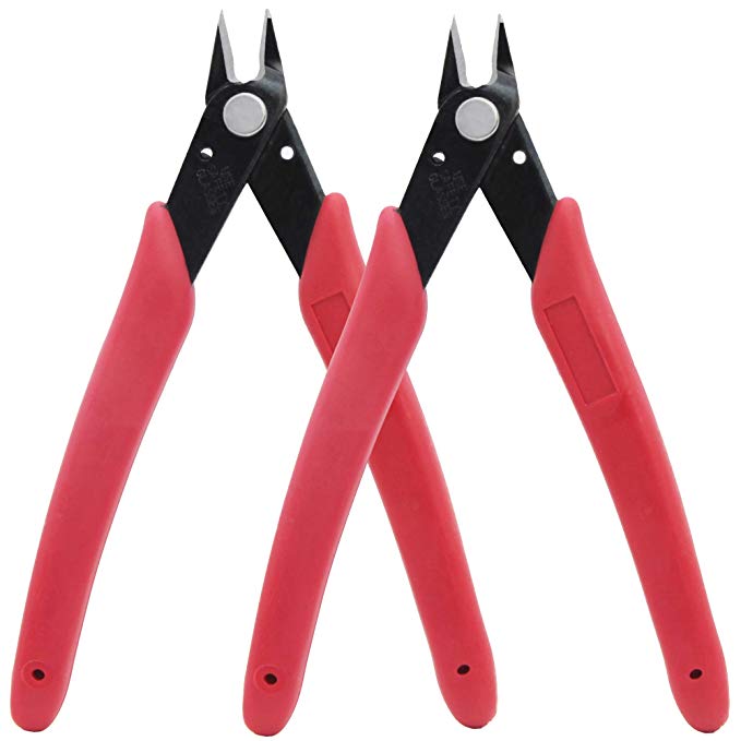 Whizzotech Flush Wire Cutters Micro Diagonal Cutting Pliers for Jewelry Making Chromium Vanadium Steel 4.5 Inch (2 Pack)