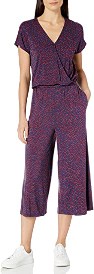 Amazon Essentials Women's Short-Sleeve Surplice Cropped Jumpsuit