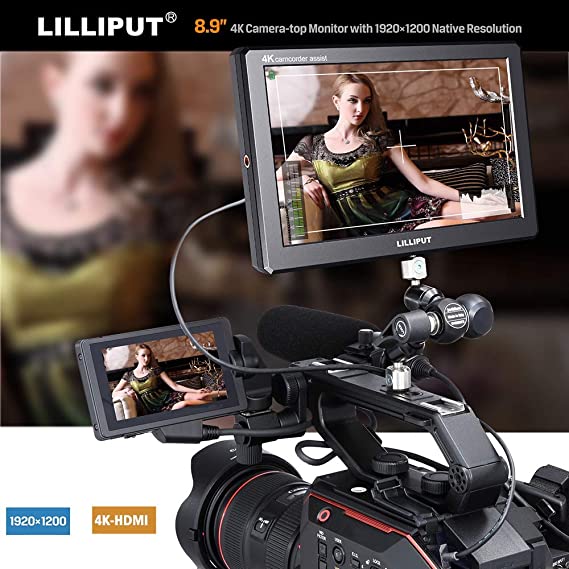 LILLIPUT A8 8.9 Inch On-Camera Field Video Monitor Ultra Slim IPS Full HD 1920x1200 4K HDMI 3D-LUT Monitor for DSLR Camera Video- 8bit Full HD Display, 800: 1 High Contrast, 350cd/㎡High Brightness