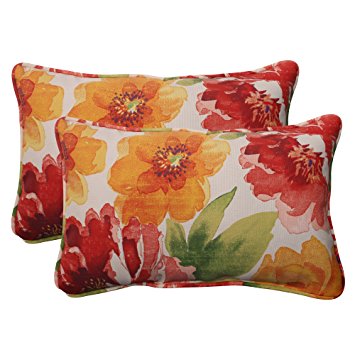 Pillow Perfect Indoor/Outdoor Primro Corded Rectangular Throw Pillow, Orange, Set of 2