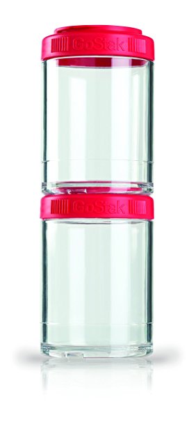 BlenderBottle GoStak Twist n' Lock Storage Jars, 150cc 2-Pak, Red