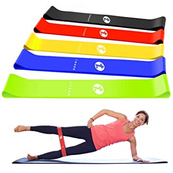 TOPLUS Resistance Bands, Exercise Bands, Set of 5 Exercise Loops Workout Bands for Leg, Ankle, Stretching, Physical Therapy, Yoga and Home Fitness with Carry Bag and Instruction Manual