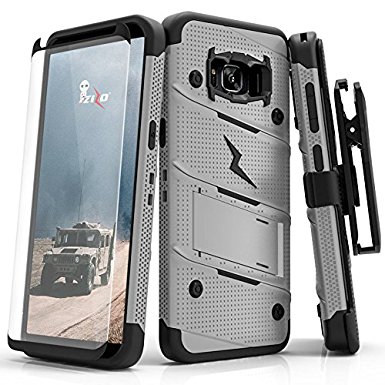 Samsung Galaxy S8 Case, Zizo [Bolt Series] w/ [Galaxy S8 Screen Protector] Kickstand [12 ft. Military Grade Drop Tested] Holster Belt Clip - Galaxy S8