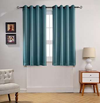 MYSKY HOME Solid Grommet top Thermal Insulated Window Blackout Curtains for Living Room, 52 by 63 inch, Teal (1 panel)