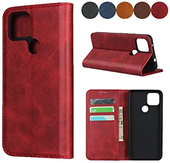 Google Pixel 4A 5G Wallet Case, SailorTech Premium PU Leather Protective Folio Flip Cover with Stand Feature and Built-in Magnet & 3-Slots ID & Credit Cards Pockets for Pixel 4a 5G (6.2")-Wine Red