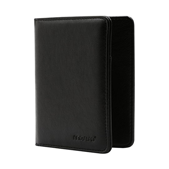 Mosiso Passport Holder Travel Wallet Case - Premium PU Leather Protective RFID Blocking Cover - Securely Holds Passport, Business Cards, Credit Cards, Boarding Passes, Black