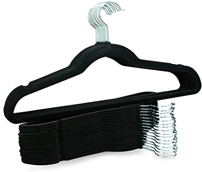 LimeLinen Velvet Hangers - Heavy Duty Non Slip - Coat Suit Hangers (120pcs/box, Black)