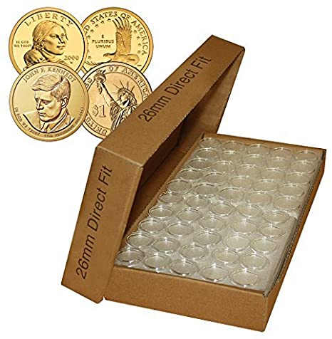 25 Direct Fit Airtight 26mm Coin Holders Capsules For PRESIDENTIAL $1 /SACAGAWEA by Merrick Mint