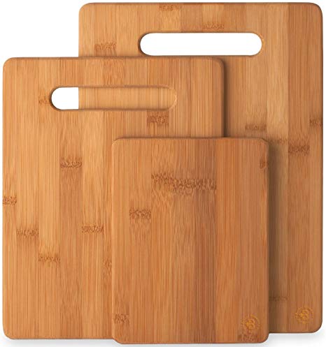Bambusi 3-Piece Bamboo Cutting Board Set - Wooden Kitchen Boards for Food Prep and Chopping Fruits Vegetables | Serving Tray for Cheese & Meat