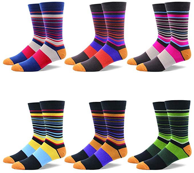 Gift Boxed Men's Dress Crew Socks For Suit Mid Calf -Cute Funky Colorful Novelty Style Classic Pattern Casual