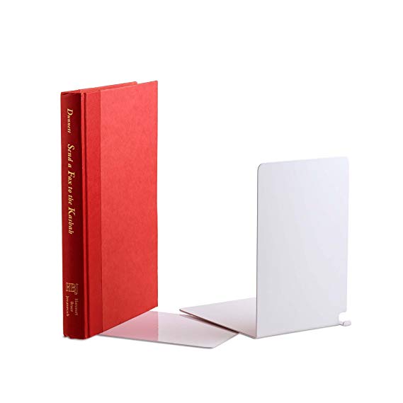 Design Ideas Hidden Bookend, Epoxy-Coated Steel Invisible Bookends, Set of 2, White