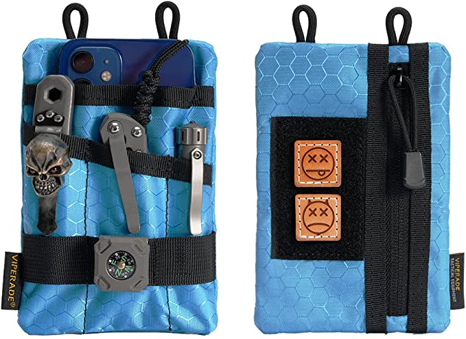 VIPERADE VE1-P Pocket Organizer, EDC Pocket Organizer Men, EDC Organizer Pouch Tool Pouch with 5 Tool Storage EDC Pouch for Flashlight, Pocket Knife, Tactical Pen, EDC Gear (Blue)