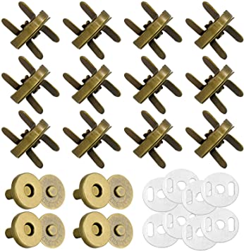 Hysagtek 40 Sets Magnetic Snaps for Purses, 18mm Magnetic Purse Closure Magnetic Button Clasps Snaps for Handbag Clothes Leather Sewing DIY Craft (Bronze)