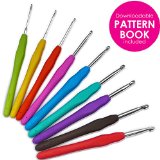 Premium Crochet Hook Set - Ergonomic Non Slip Cushioned Handles - Soft Rubber Grips - Solid Smooth Aluminium Needles - Best 9pc Pack for Pain Free Crocheting - Super Gift for Crochet Lovers - Includes Downloadable Pattern Book