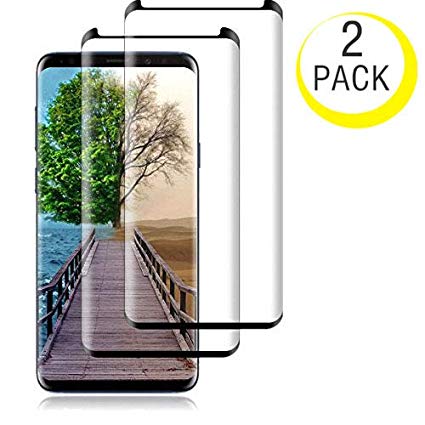 NiceFuse Compatible (Black) Galaxy S9 Plus Tempered Glass Screen Protector, NiceFuse [2 Pack][Half Screen] Case Friendly,Anti-Scratch,Anti-Fingerprint,Bubble Free Compatible S9 Plus