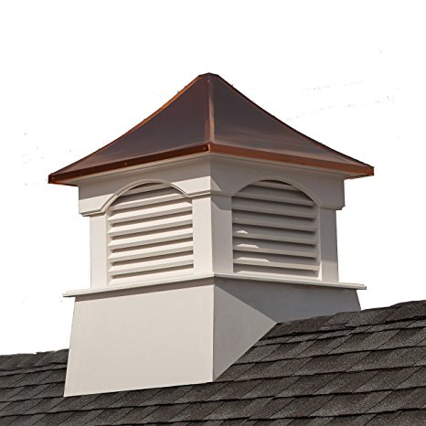 Good Directions Vinyl Coventry Louvered Cupola with Pure Copper Roof,  Maintenance Free Solid Cellular PVC Vinyl, 18" x 24", Quick Ship, Reinforced Roof and Louvers, Cupolas