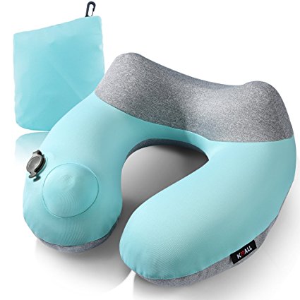 Inflatable Travel Pillow,Kmall Compact Travel Pillows for Airplanes Summer Cool Inflatable Neck Pillow Support Head and Neck(Blue)