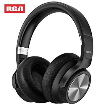 Active Noise Canceling Headphones, RCA Over Ear Wireless Bluetooth Headset with CVC 6.0 microphone, 30Hrs Playtime Fast Charge, Foldable Soft Protein Earpads Earphones for Travel Work TV PC Phone