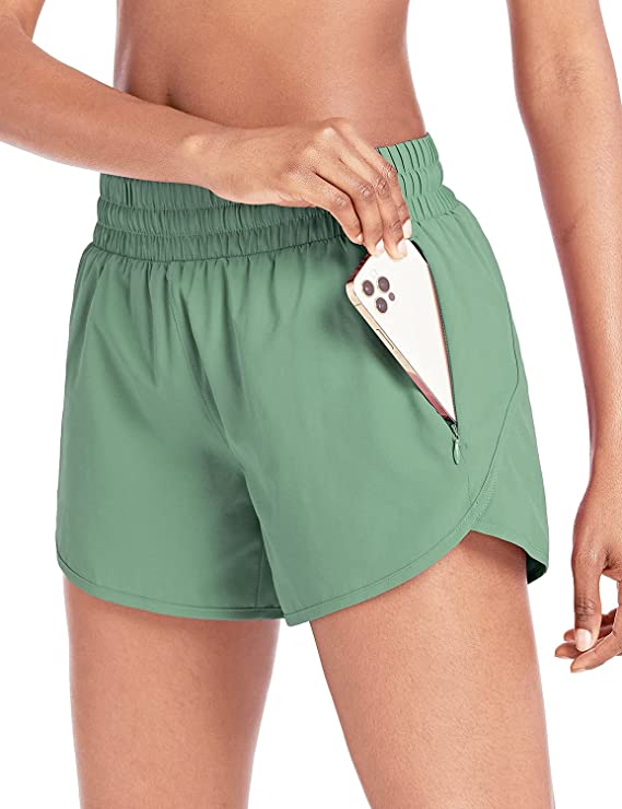 BALEAF Women's 4" Running Athletic Shorts with Zipper Pockets for Workout Gym Sports