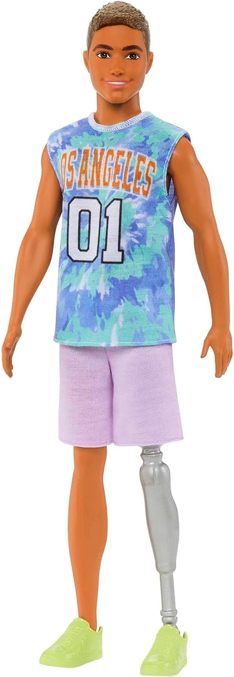 Barbie Fashionistas Ken Fashion Doll #212 with Prosthetic Leg, Los Angeles Jersey, Purple Shorts & Sneakers