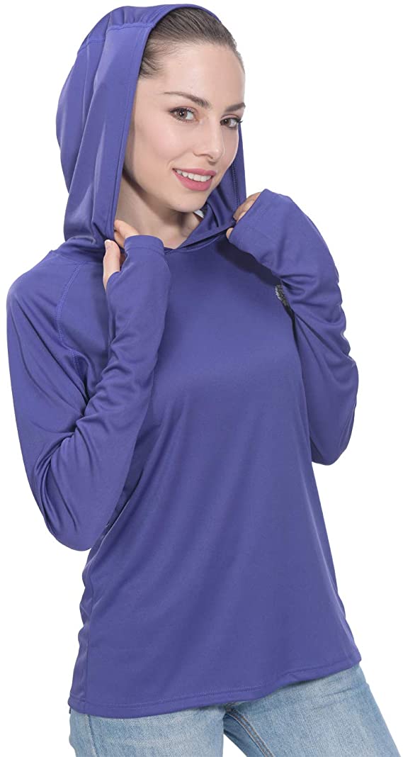 Womens Hoodies UPF 50  Sun Protection Long Sleeve Outdoor T-Shirt Athletic Tops