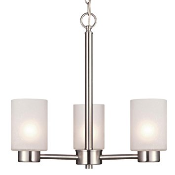 Westinghouse 6227500 Sylvestre Three-Light Interior Chandelier, Brushed Nickel Finish with Frosted Seeded Glass, 18.25" x 18.25" x 17.63"