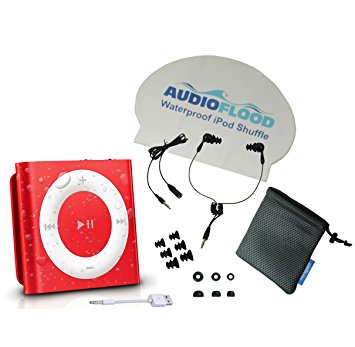 AudioFlood Waterproof iPod Shuffle with True Short Cord Headphones