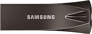 Samsung BAR Plus USB-Stick Typ-A, 512 GB, 400 MB/s Lesen, 110 MB/s Schreiben, Widerstandsfähiger USB 3.2 Speicherstick mit Schlüsselring, Titan Gray, MUF-512BE3/APC