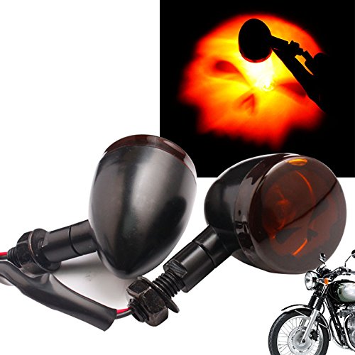 Airkoul Pair Universal Motorcycle Skull Turn Signal Indicator Lamp light Blinker For Harley Street Standard Custom Bike Cruiser Bobber Chopper