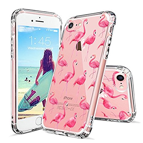 iPhone 7 Case, iPhone 7 Cover, MOSNOVO Cute Flamingo Tropical Clear Design Printed Transparent Plastic Hard Back Case with TPU Bumper Protective Back Phone Case Cover for Apple iPhone 7 (4.7 Inch)