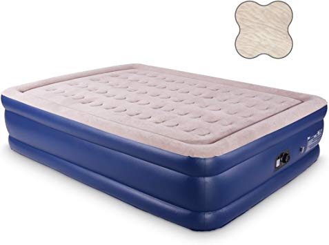 HIWENA Queen Air Mattress with Built-in Pump, Butterfly Coil Airbed with Comfortable Top, Elevated Raised Double High Camping Mattress, Inflated Size 80x60x20 inches