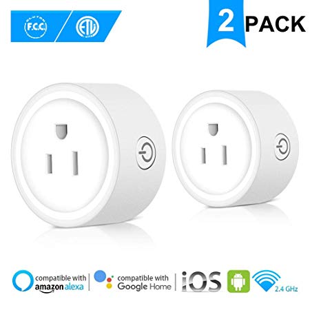 [UPGRADED] Wifi Smart Plug, ZONKO Wireless Plug Socket -2 Packs, Compatible with Amazon Alexa & Google Home, No Hub Required, App Control Your Devices Anytime Anywhere