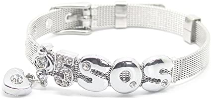 Fanstown Luke Calum Accessories Handmade Titanium Letter Diamond Heart Wristband Bracelet