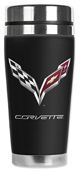 Mugzie GM-187-MAX "Corvette C7 Logo" Travel Mug with Insulated Wetsuit Cover, 20 oz, Black