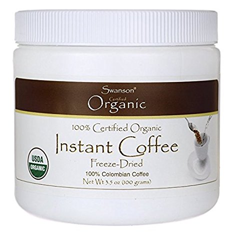 Swanson 100% Certified Organic Instant Coffee Freeze Dried 3.5 oz (100 g) Jar