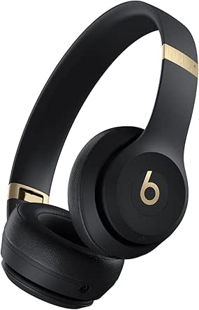 Beats Solo 4 - Wireless Bluetooth On-Ear Headphones, Apple & Android Compatible, Up to 50 Hours of Battery Life - Black & Gold