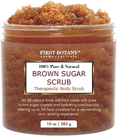 Brown Sugar Natural Body Scrub - 100% Natural Best for Acne, Cellulite Cream/Scrub and Stretch Mark treatment, Moisturizer, Face Scrub 10 oz